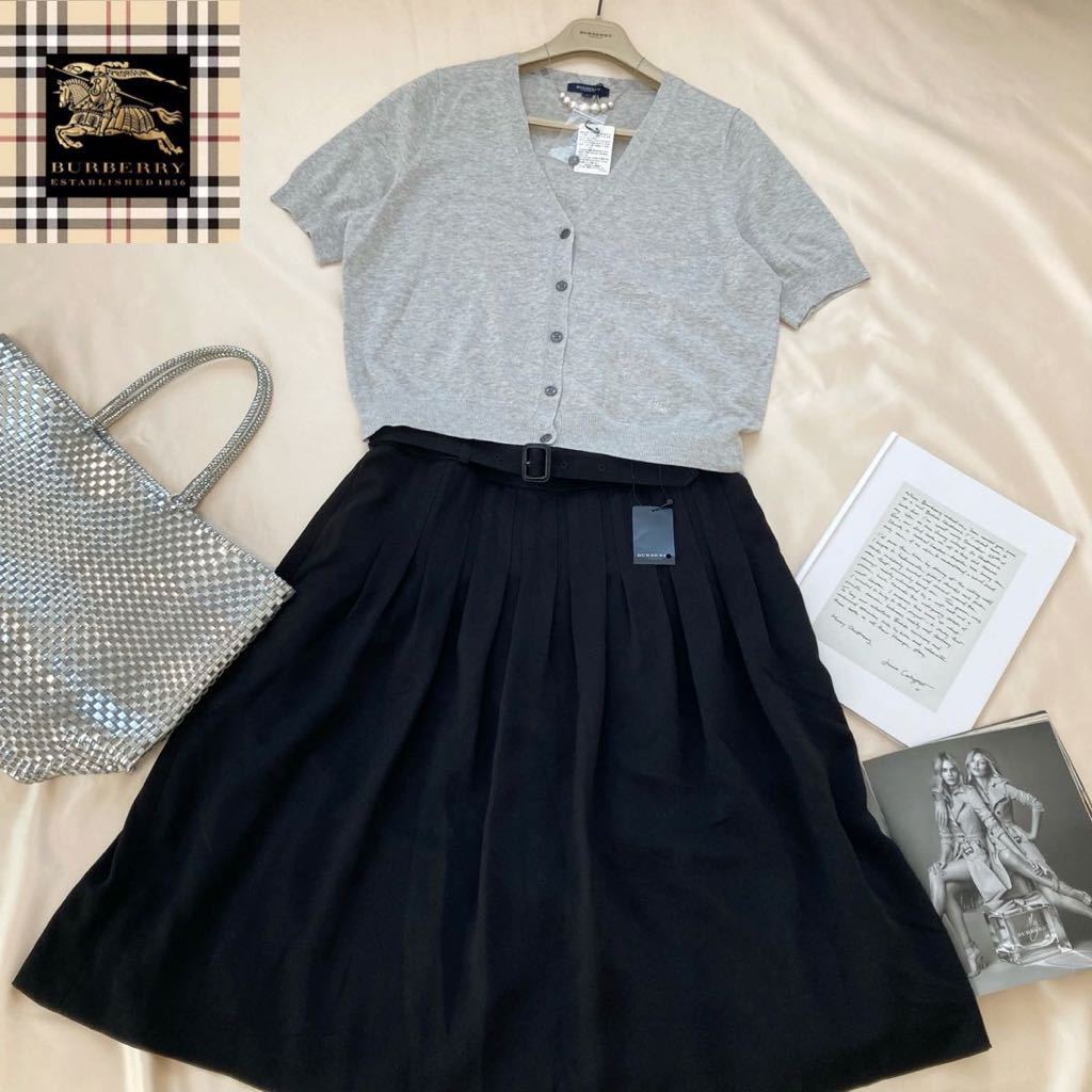 正規品，限定SALE タグ付 バーバリー BURBERRY 大きいサイズ 5 44/13-15号/XL-3L 洗える シャドーチェックコンビカーディガン&ベルテッドスカート(スーツ（ロングスカート）)｜売買されたオークション情報、yahoo 女性用