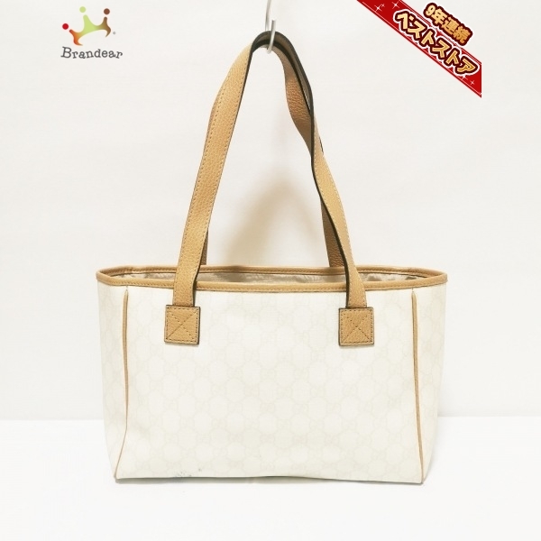  グッチ GUCCI トートバッグ 264221 GG柄 PVC 塩化ビニール &times;レザー アイボリー&times;ベージュ バッグ(その他)｜売買されたオークション情報、yahooの商品情報をアーカイブ公開 - オークファン かばん、バッグ