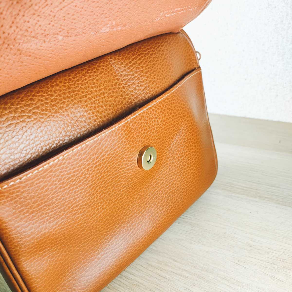 美品】Courreges クレージュ ショルダーバッグ レザーバッグ ブラウン 