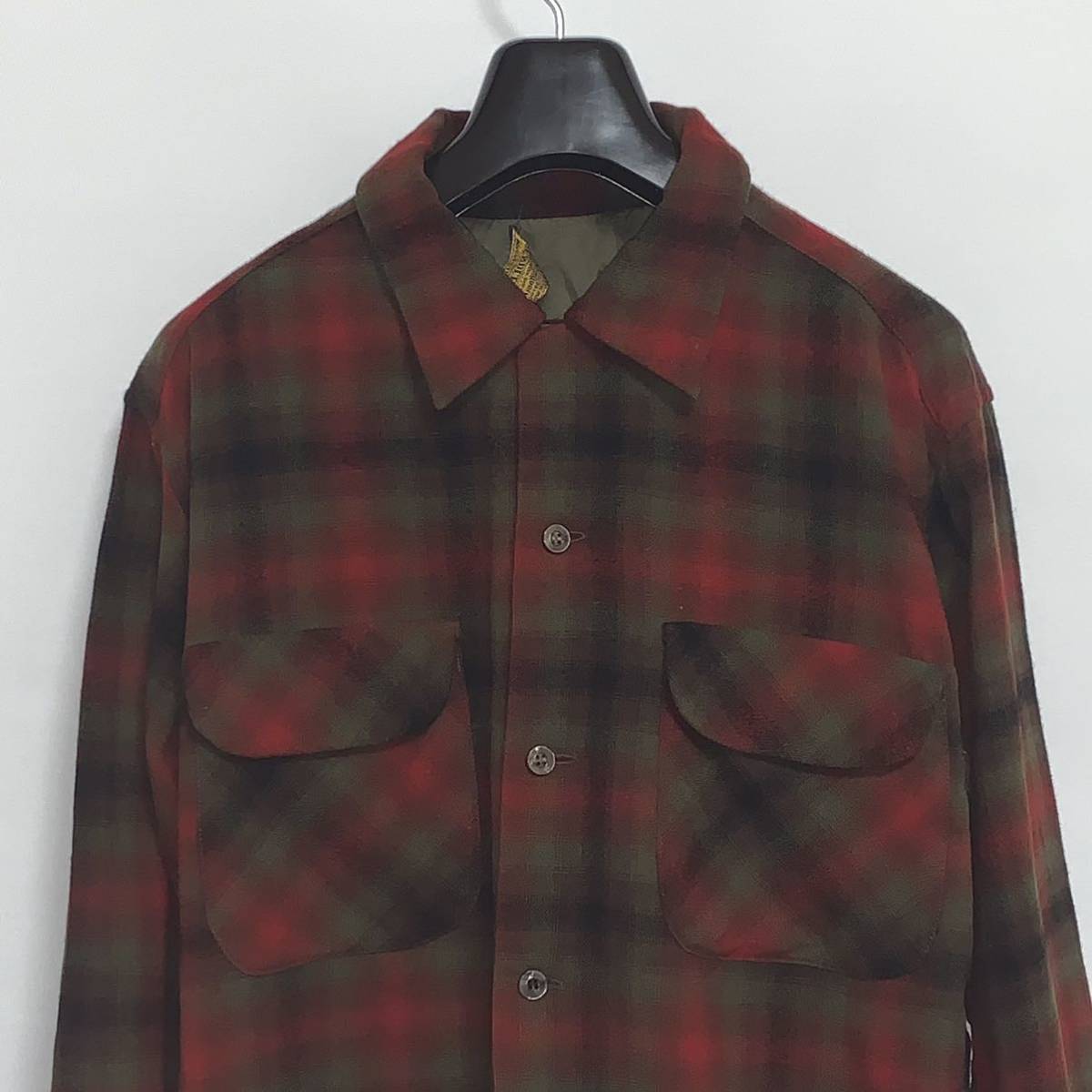 希少 50s VINTAGE USA製 PENDLETON オンブレ チェック オープンカラー 