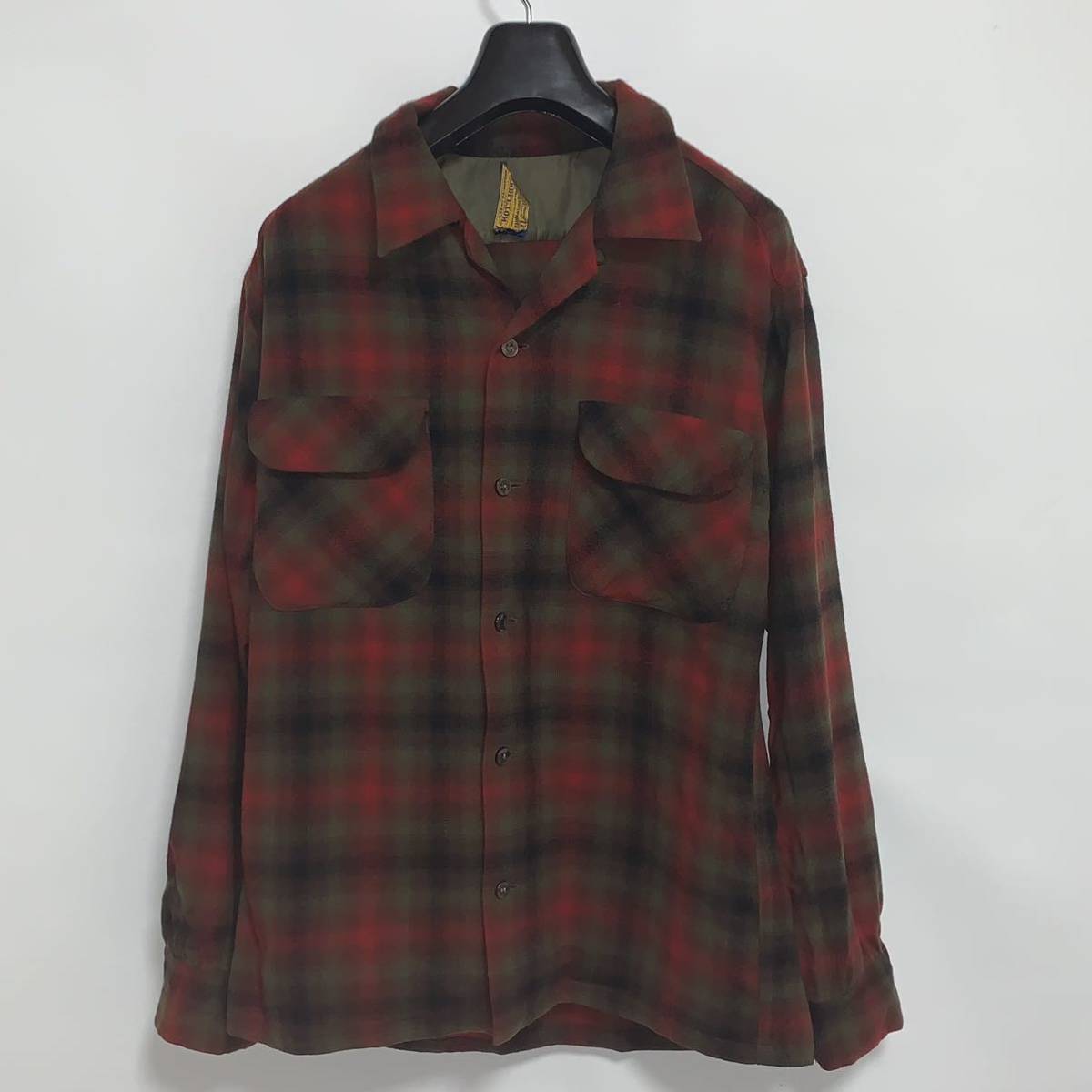 希少 50s VINTAGE USA製 PENDLETON オンブレ チェック オープンカラー 