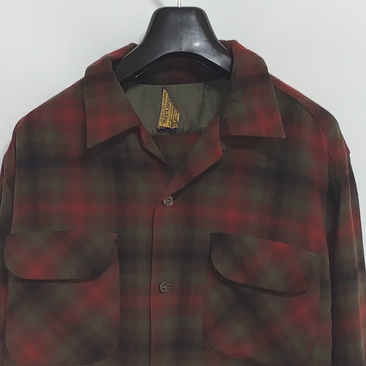 希少 50s VINTAGE USA製 PENDLETON オンブレ チェック オープンカラー 