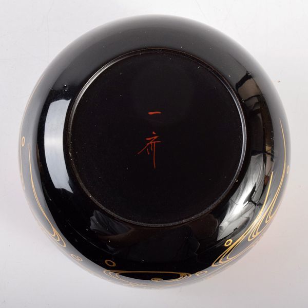 茶道具 蒔絵師 西條一斎作 花筏蒔絵 平棗 共箱 VKFN