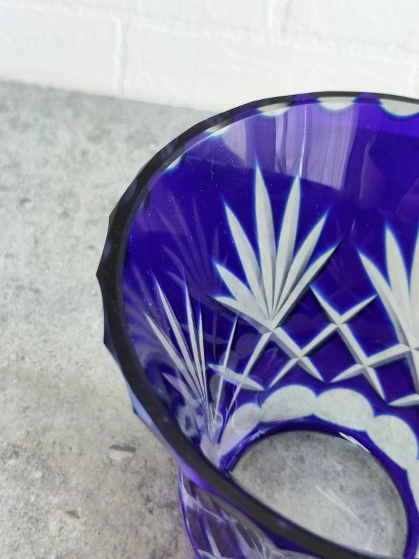 SONE KOGEI/曽根工芸 フラワースタンド 花瓶 花器 花生 創作ガラス 藍 