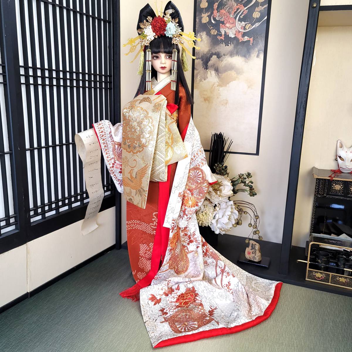 ◇藍月◇SD17少年用花魁着物セット◇御所車(服、靴)｜売買された 