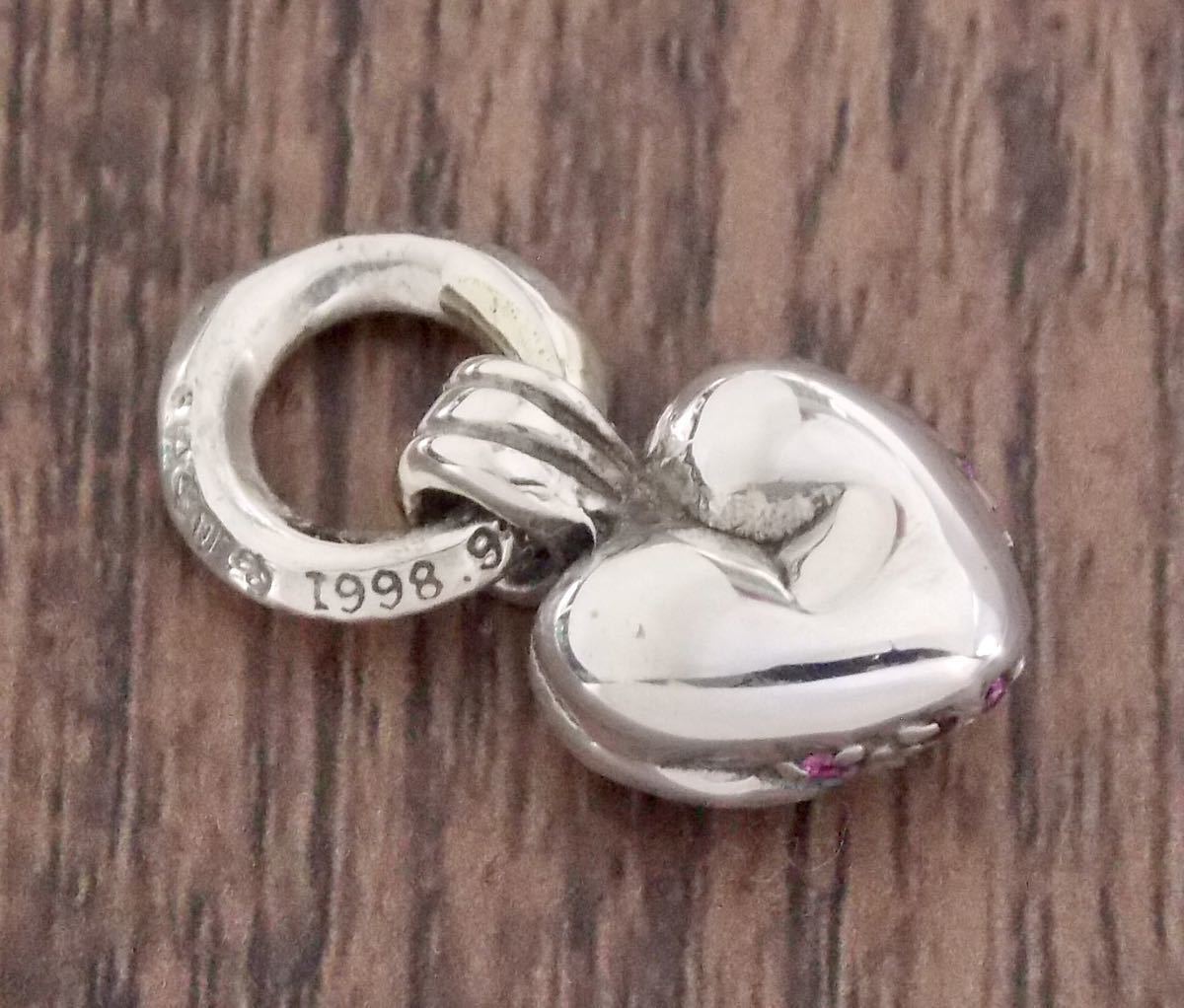 CHROME HEARTSクロムハーツ☆ハートチャーム/新品加工/ルビーパヴェ 