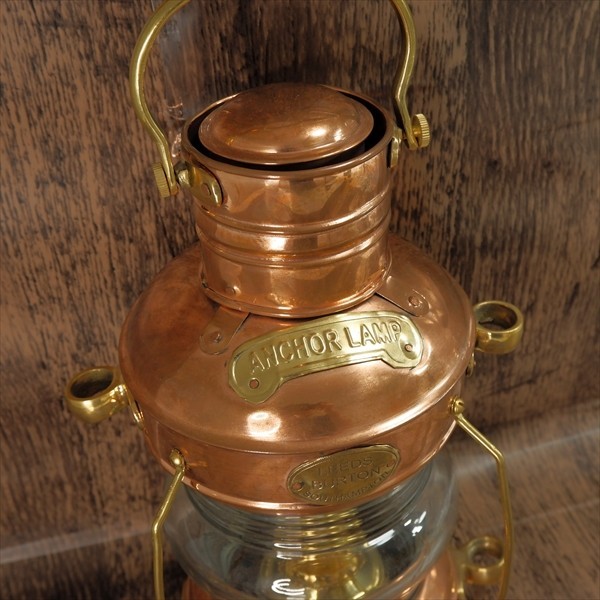 【未使用 送料無料】 銅 × 真鍮 カッパー ブラス アンカー オイル ランプ ランタン　【現状品 1円～ アンティーク風 ハリケーン】 20803