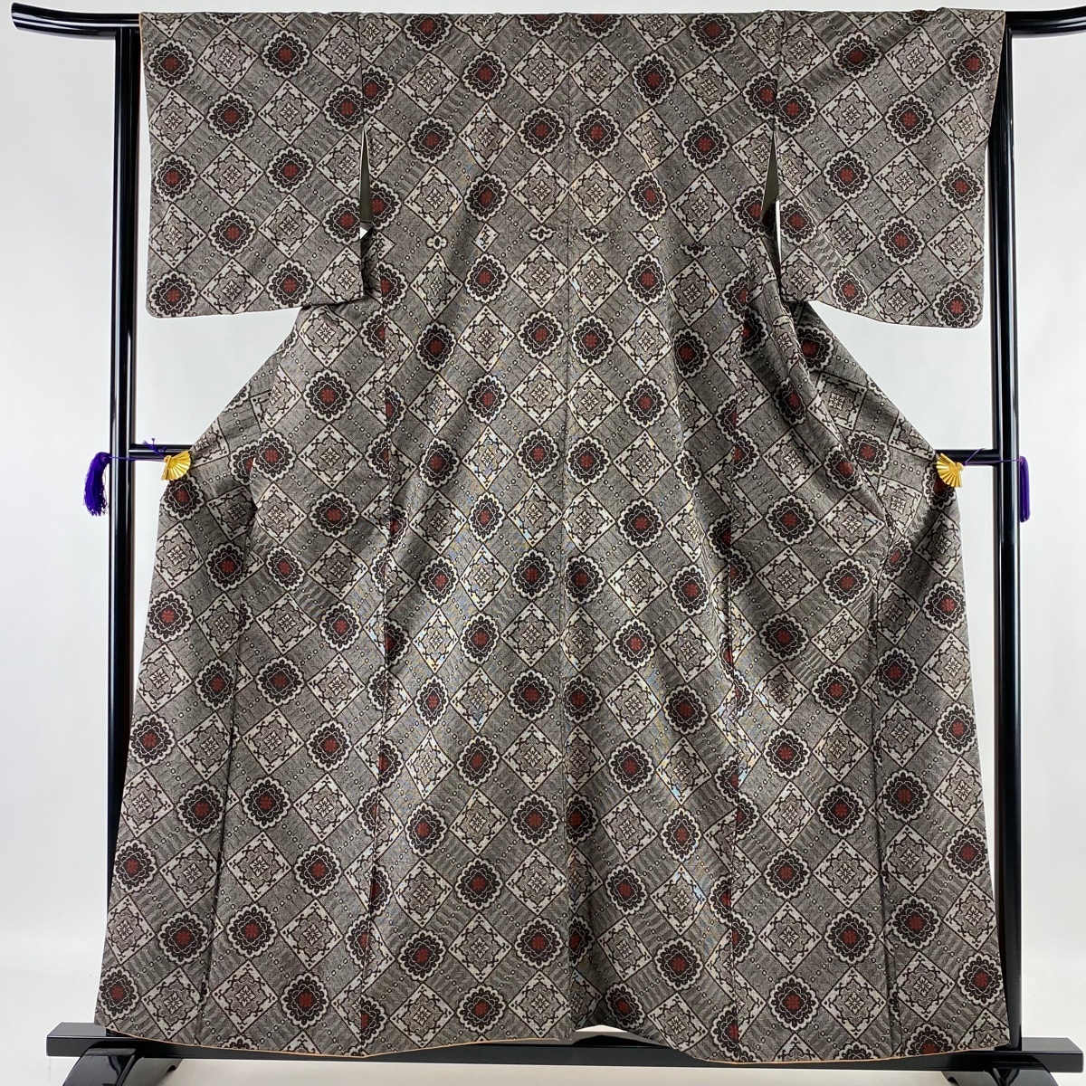  紬 名品 華文 花菱 焦茶色 袷 158.5cm 64.5cm M 正絹(紬、お召)｜売買されたオークション情報、yahooの商品情報をアーカイブ公開 - オークファン その他