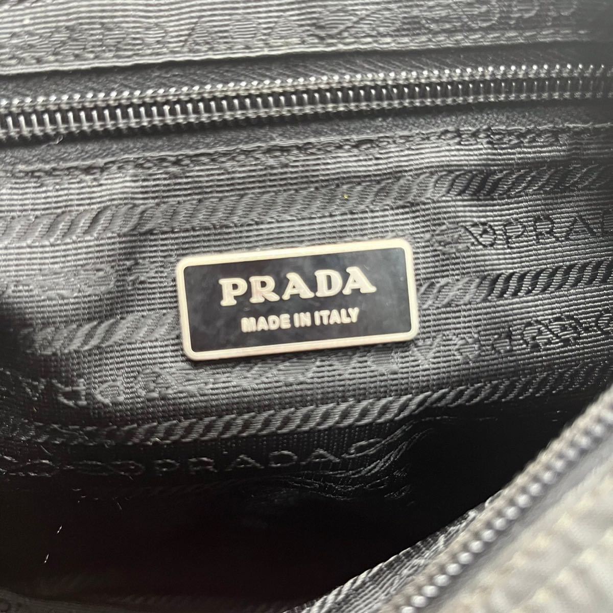1円【激レア・超美品】PRADA プラダ ショルダーバッグ ボディバッグ ダブルフラップ サフィアーノレザー ナイロン 三角ロゴ ブラック PRADA プラダ ショルダーバッグ 肩掛け◎ アクセサリーポーチ 1円～極美品プラダ