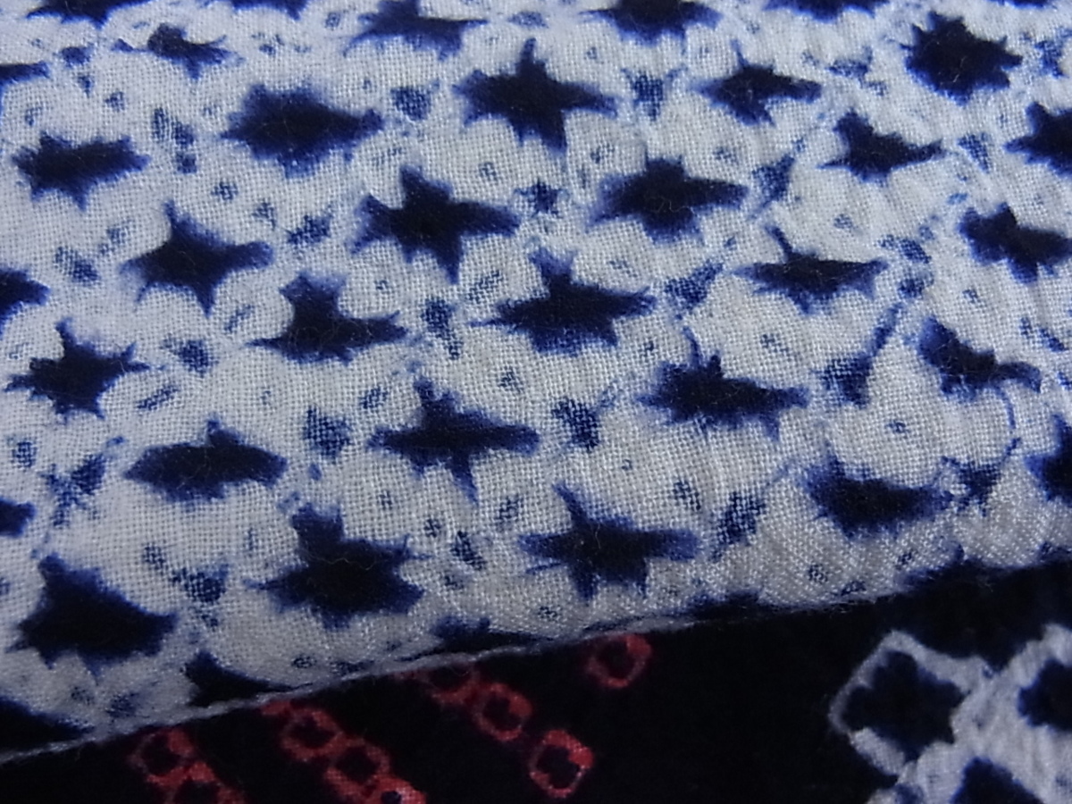 平和屋着物□夏物 有松鳴海絞り 浴衣 伝統工芸品 草花文 藍染 綿 逸品  