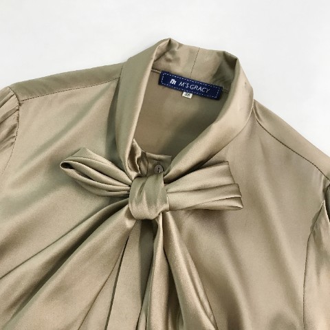 【1円】MS GRACY エムズグレイシー 長袖シャツブラウス ブラウン系 38 [240001551013] レディース M'S エムズグレイシー GRACY 黒 シースルー&frasl;フリル リボン