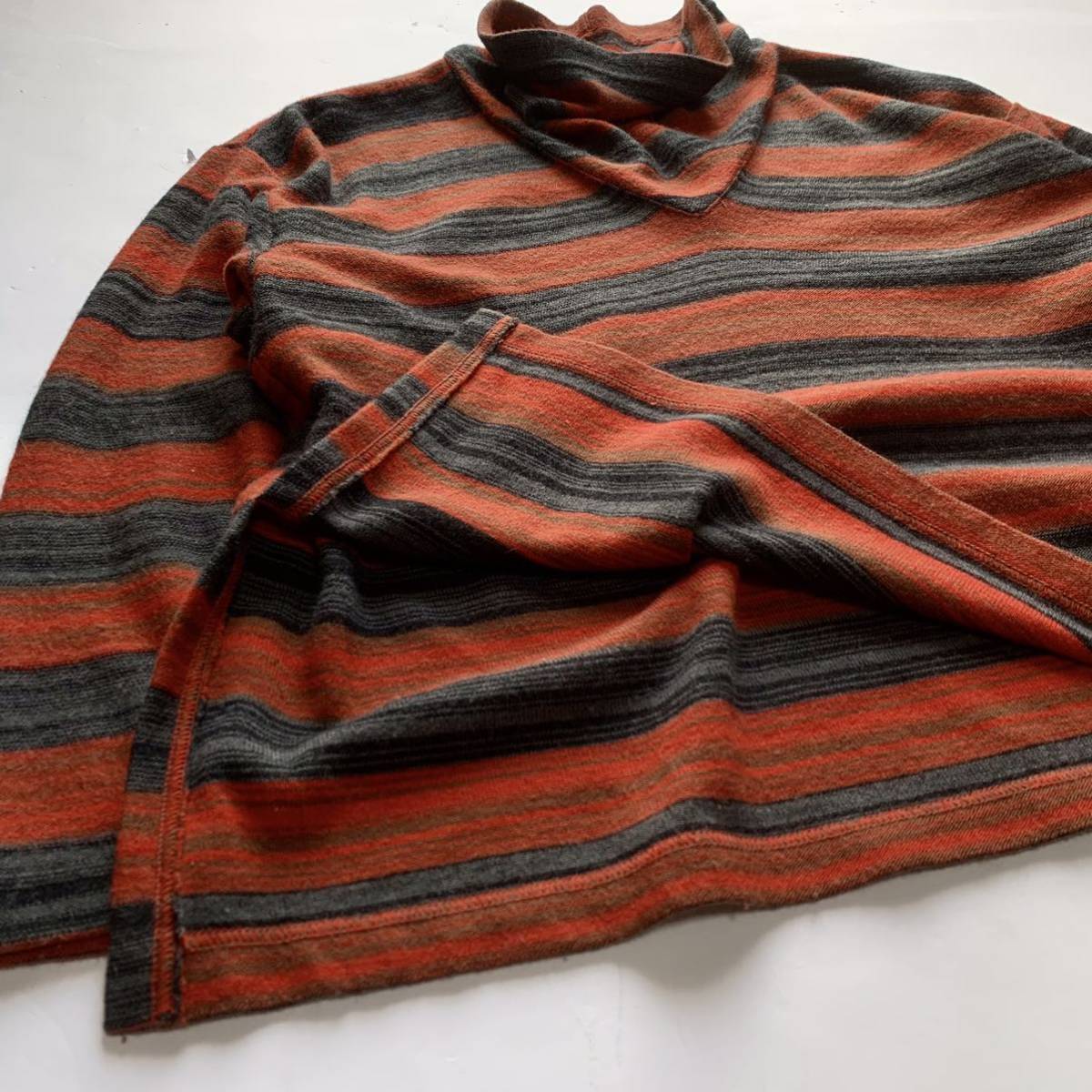 90s 筆タグ issey miyake ニット ボーダー ハイネック イッセイミヤケ 