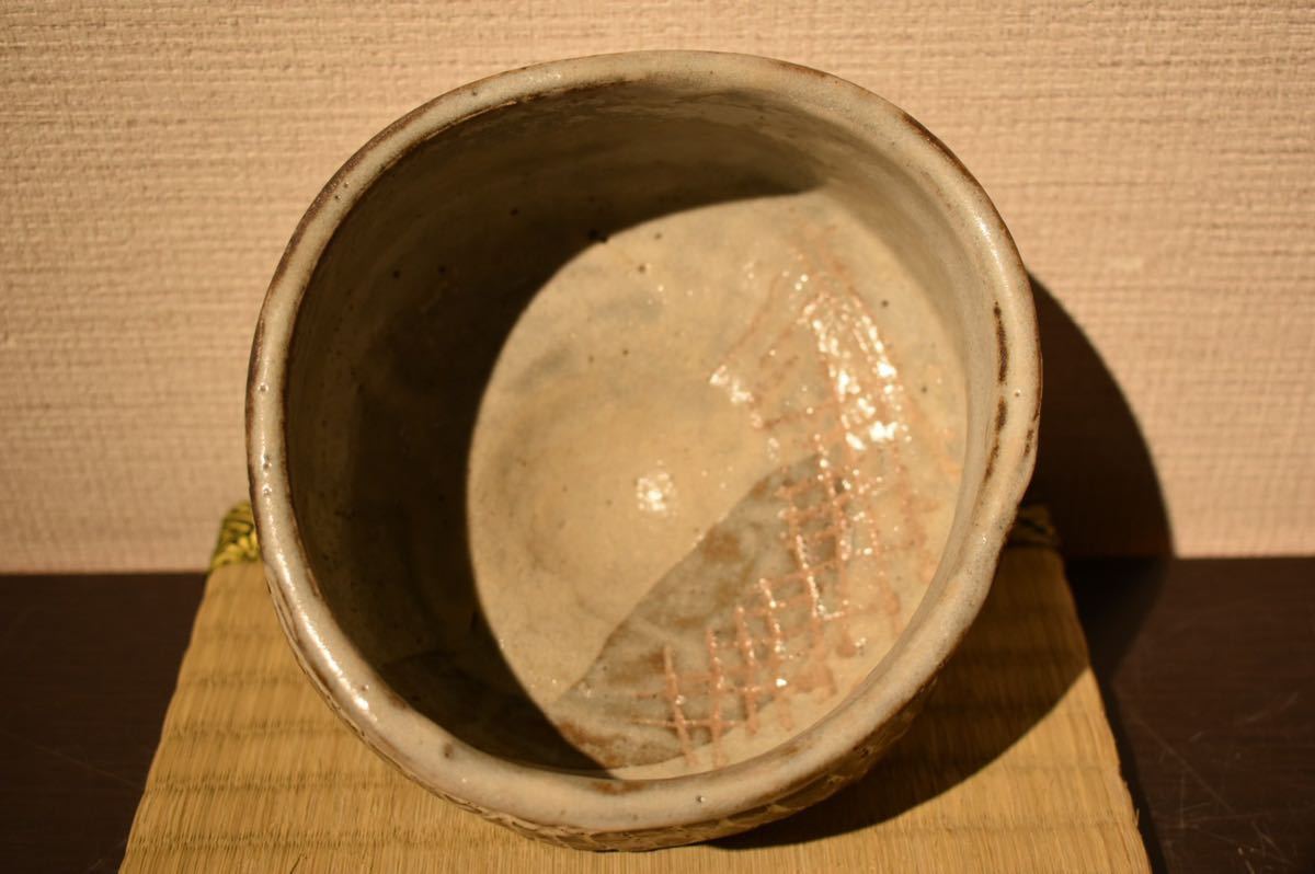 GE】E154【コレクター所蔵品】鼠志野茶碗 『青虎』銘 /茶道具 日本美術