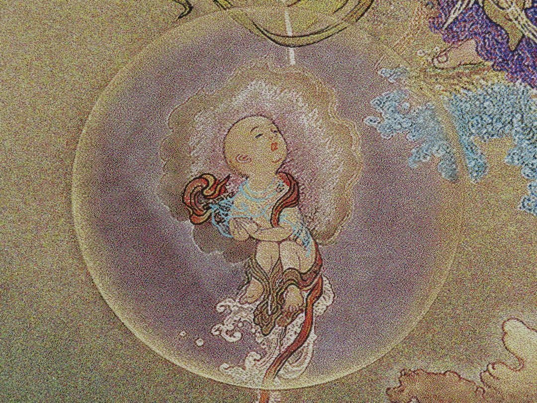WISH狩野芳崖 「仁王捉鬼図」工芸画 掛軸 絹本 〇重文に『悲母