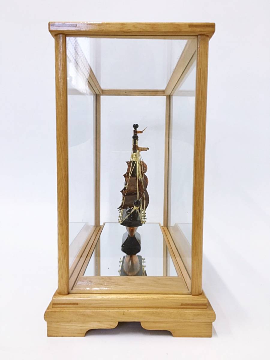 置物 鼈甲 べっ甲 -「べっこう 舟 ガラスケース付 A 鼈甲 船 置物