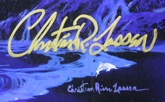 □ラッセン 【ブルードーンS】 手彩色 ミクスドメディア 直筆サイン