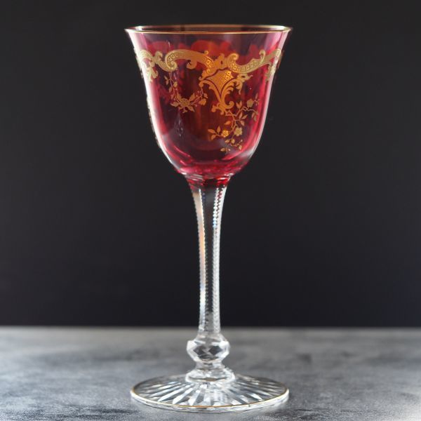 オールドバカラ 赤 金赤金彩帝政様式装飾紋 ラージボール&プレート