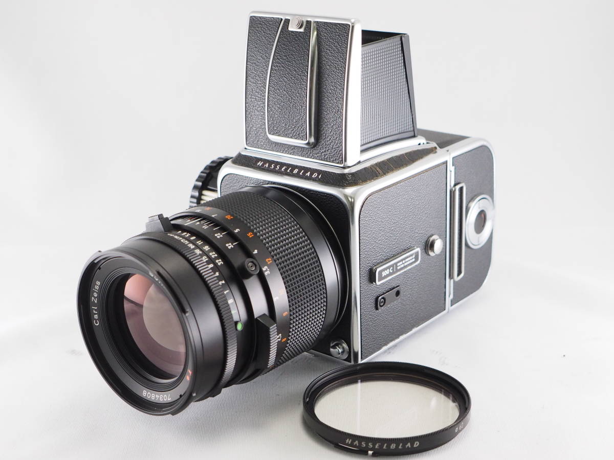 ★売り切り★HASSELBLAD ハッセルブラッド 500C + Sonnar CF 150mm F4 A-12バック付き 中判カメラレンズセット 動作品 UD07H
