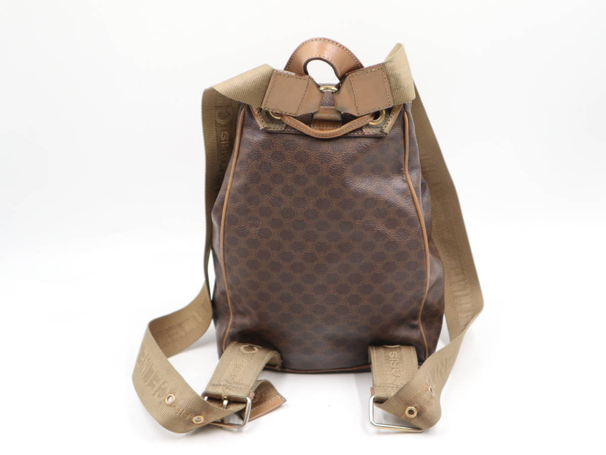 ☆CELINE セリーヌ マカダム柄 PVC×レザー ガンチーニ金具 巾着型 