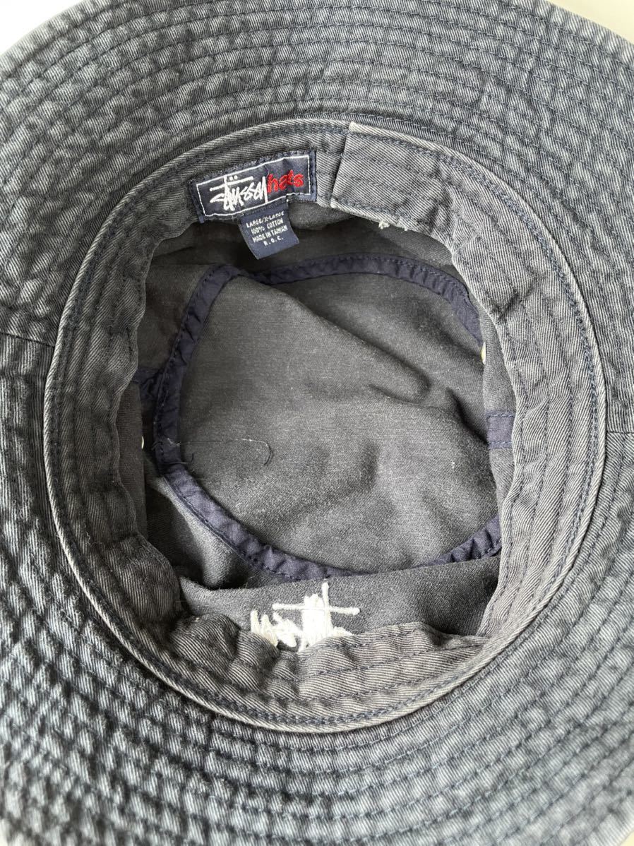 90s STUSSY バケットハット L⁄XL ネイビー 紺 OLD STUSSY 90s バケット