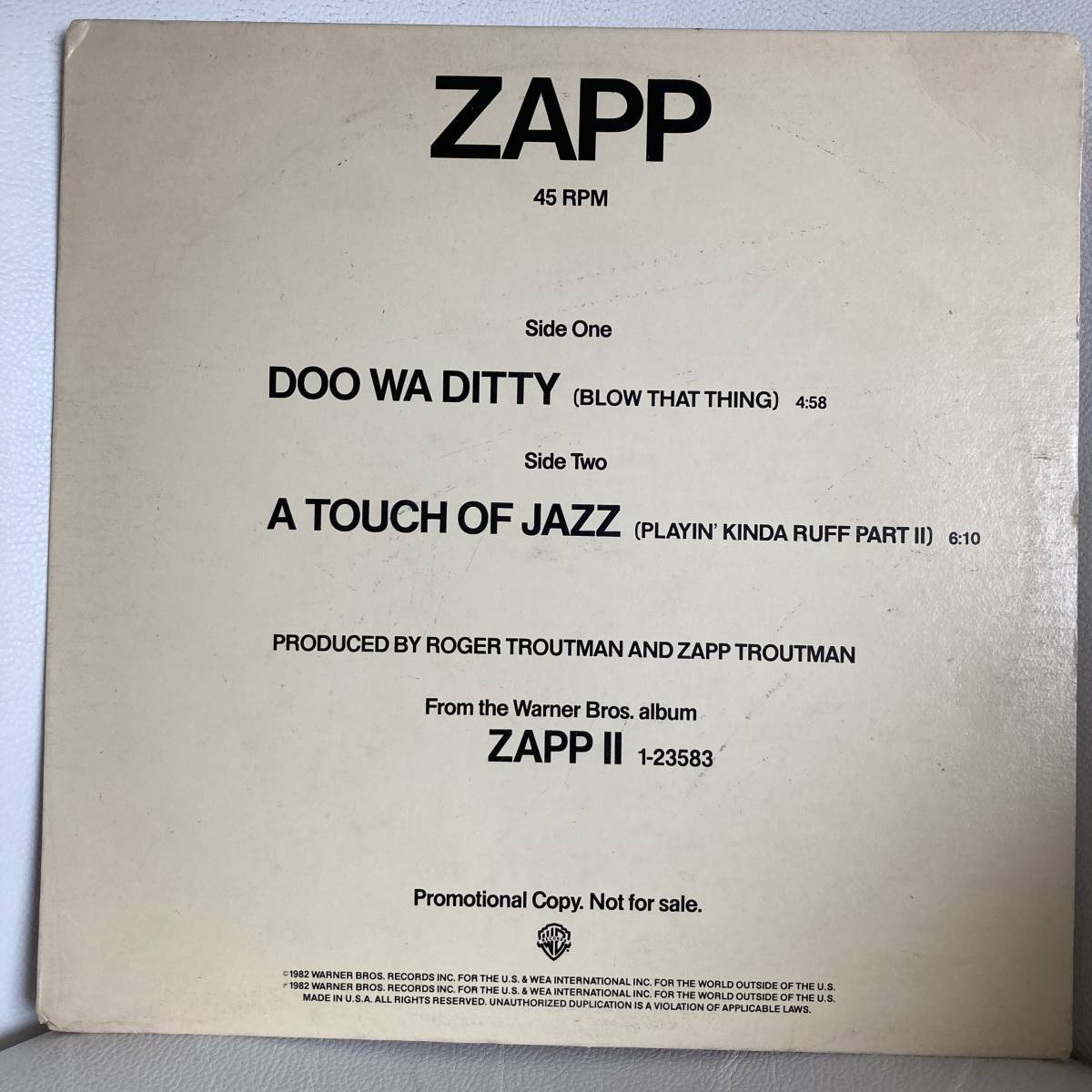 【新品，人気セール】 Zapp - Doo Wa Ditty Blow That Thing / A Touch Of Jazz Playin' Kinda Ruff Part II 12 INCH(R&B、ソウル)｜売買されたオークション情報、yahooの商品情報をアーカイブ公開 - オークファン Ru0026B、ソウル