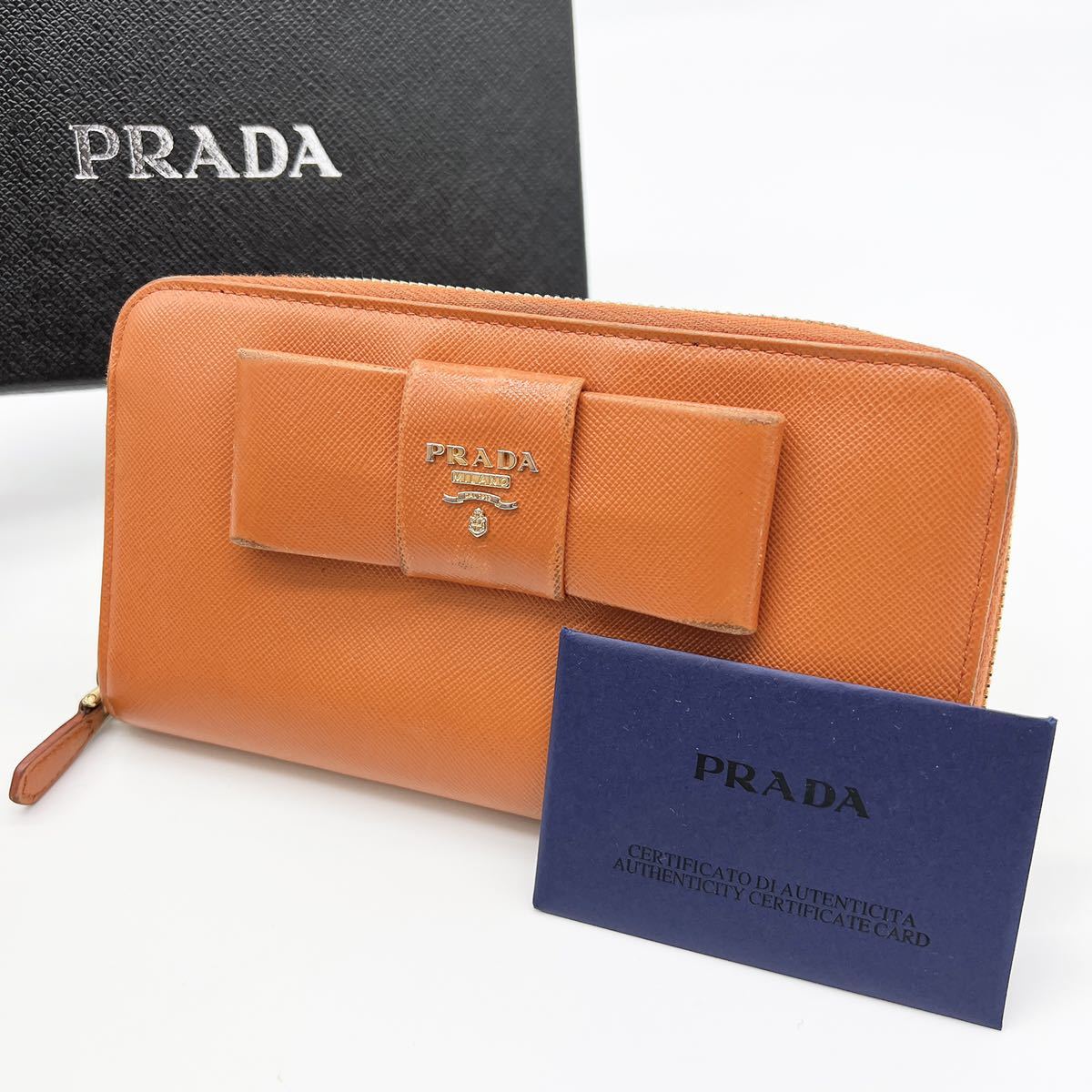 美品】PRADA プラダ 長財布 ラウンドファスナー 小銭入れ 札入れ 
