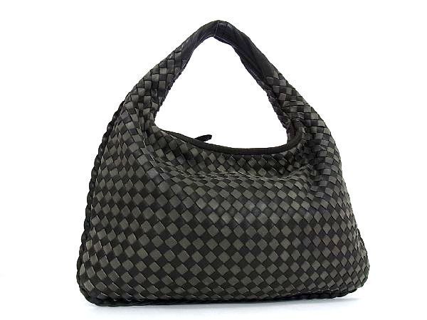 【人気SALE，本物保証】 1円 BOTTEGA VENETA ボッテガヴェネタ イントレチャート レザー ワンハンドル ハンドバッグ 手持ちかばん ブラック系&times;グレー系 AC8485タk(かばん、バッグ)｜売買されたオークション情報、yahoo 女性用