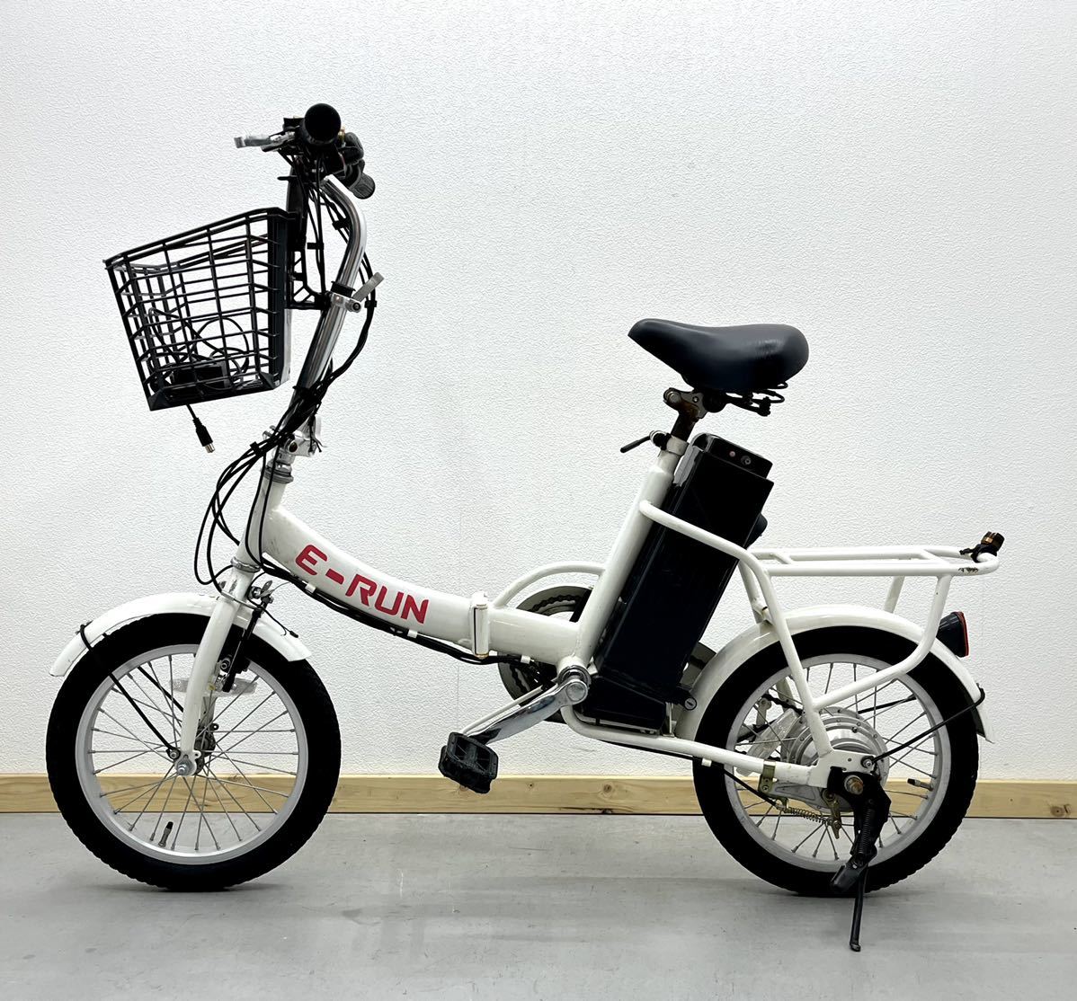 ジャンク□フル電動自転車 E-RUN アクセル付き モペット 折りたたみ 