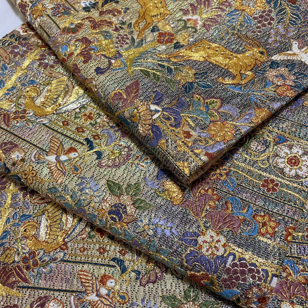 着物月花 総刺繍 金駒刺繍 蘇州刺繍 相良刺繍 艶やかな花鳥