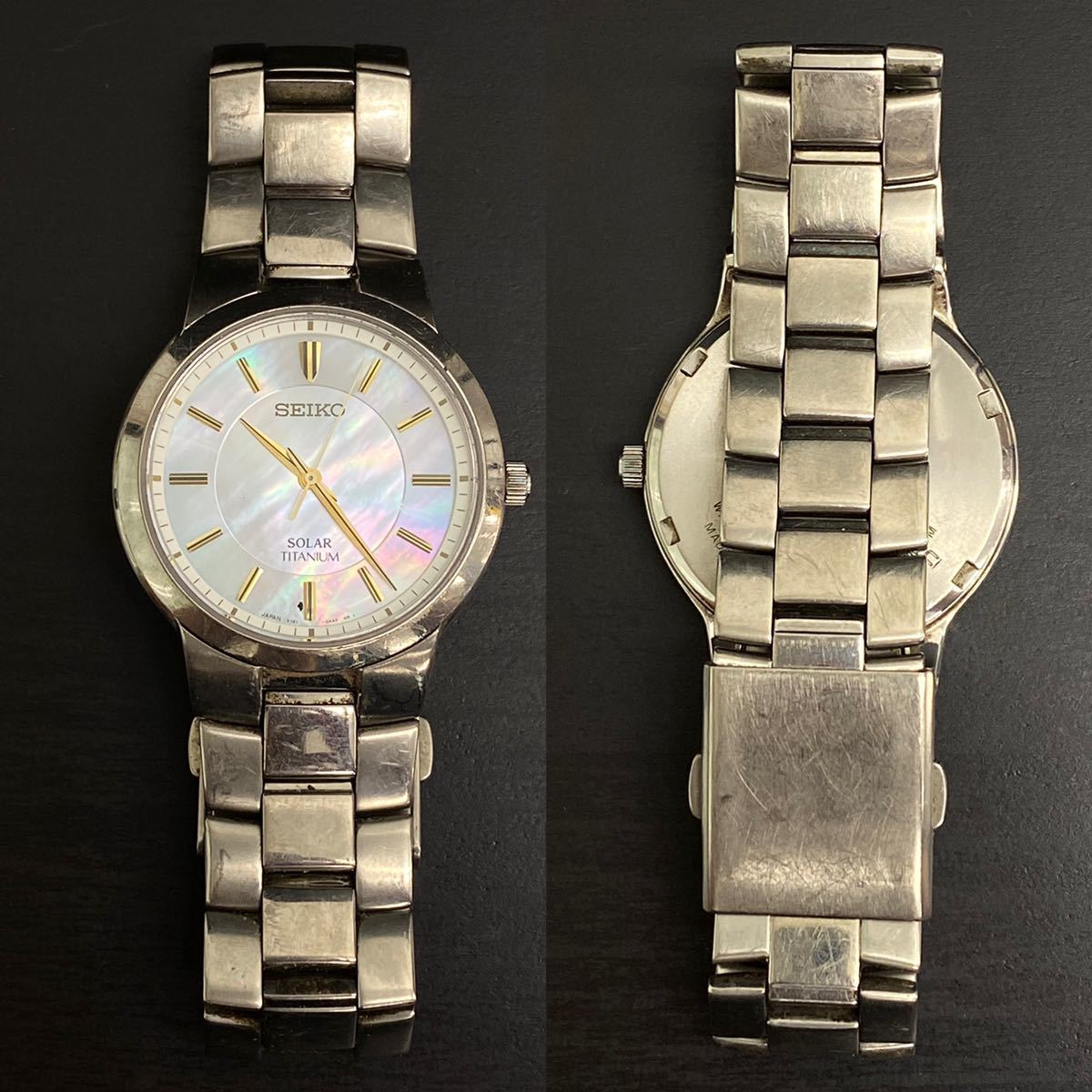 ♪ 稼働品 SEIKO V181-0AB0 SOLAR TITANIUM メンズ 腕時計 ソーラー 