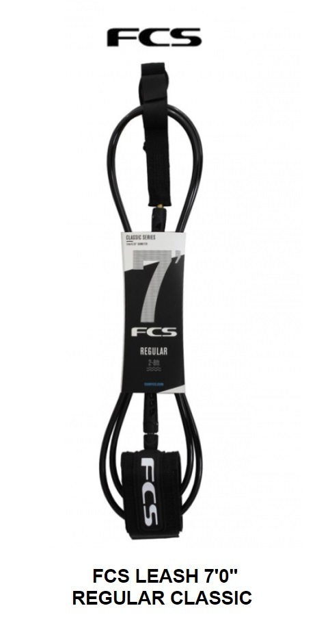 送料無料(一部除く）▲2022 FCS Classic Regular Leash 7ft　クロ(新品)リーシュコード