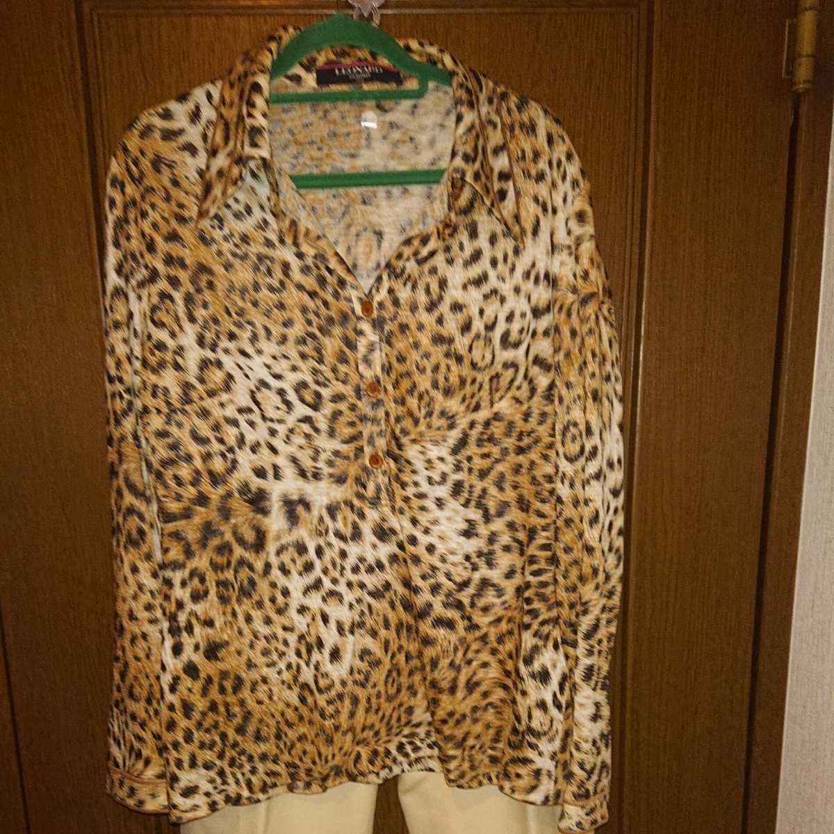 レオナール 上下セット ヒョウ柄 シャツ ウールパンツ Lサイズ パンツ 