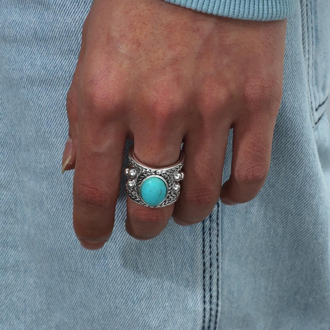 中古 ターコイズリングの通販 ターコイズリング　フリーサイズ②　レトロ調　新品　未使用品