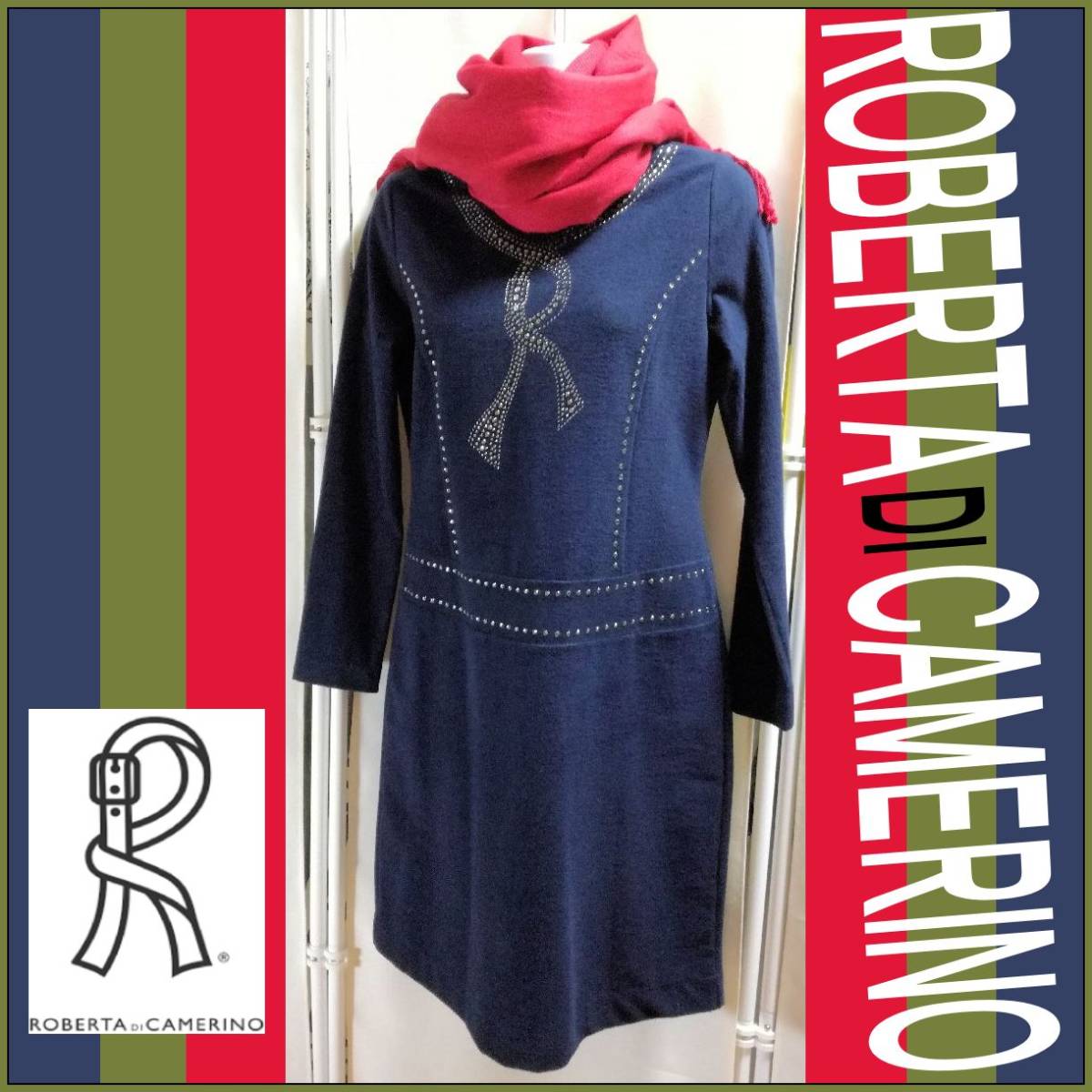 Roberta di Camerino ロベルタ ディ カメリーノ 綿ポリ 紺 ネイビー 