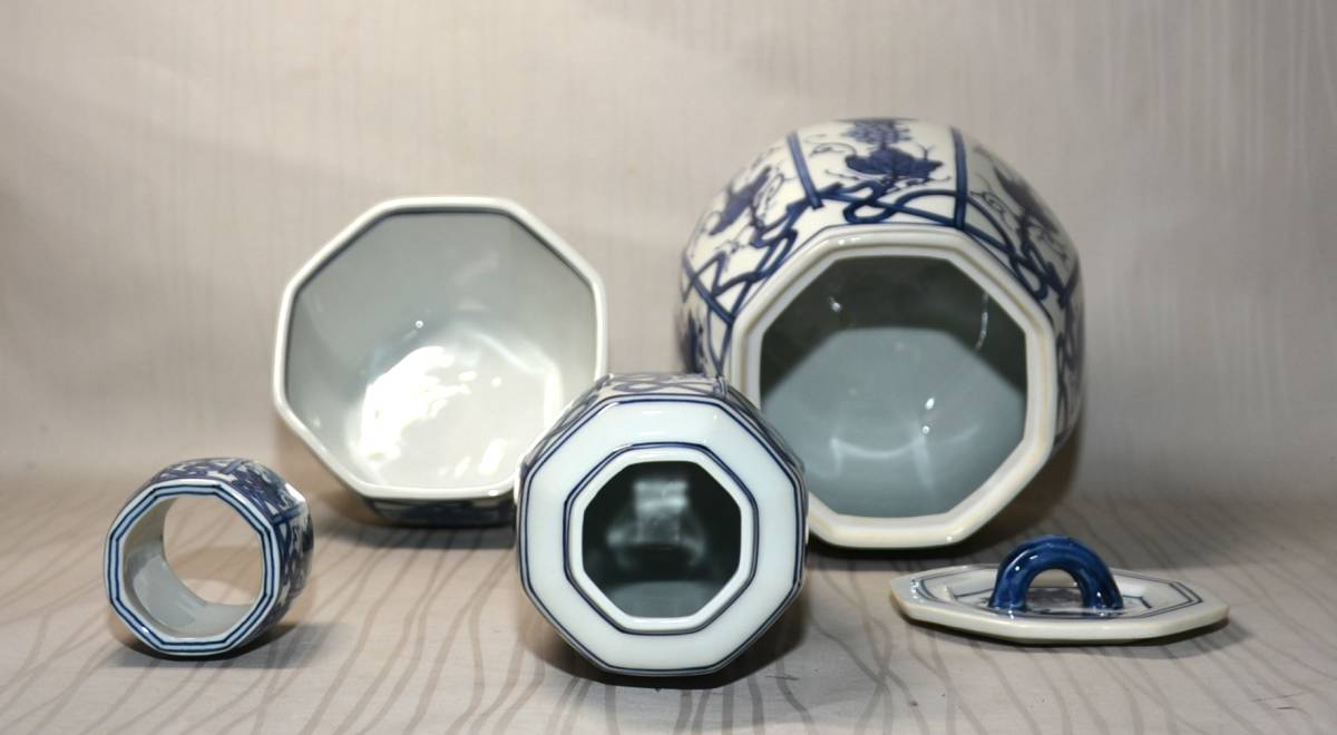 68◇初荷です ◇茶道具 京焼 西村徳泉 染付葡萄棚 皆具 ◇共箱 未使用