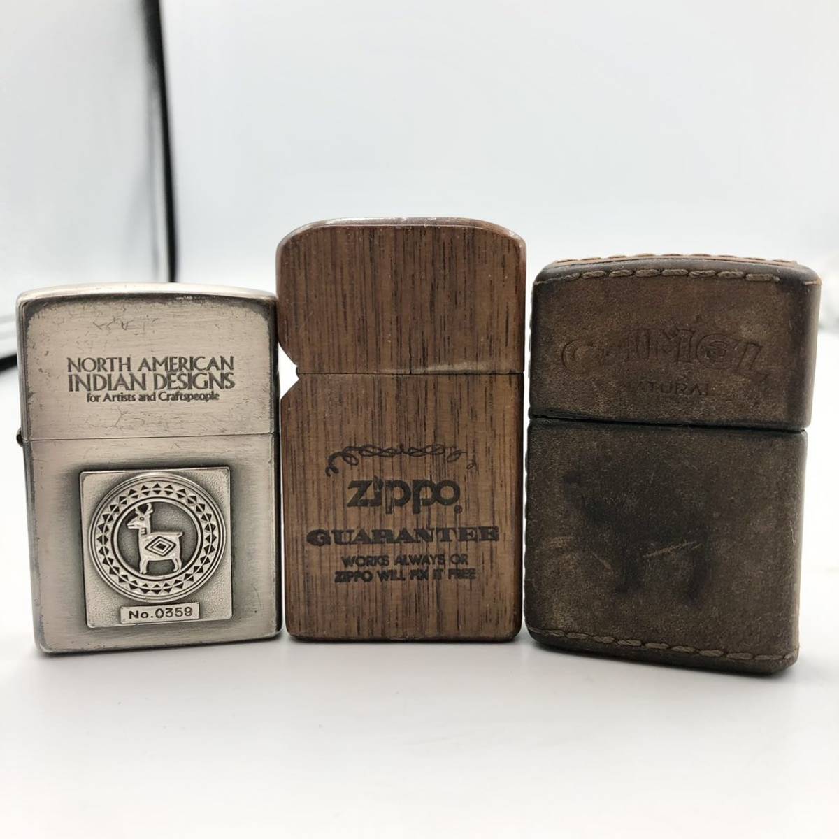 52TE☆ZIPPO 3点まとめ☆ジッポ slim wood 木製 guarantee ギャラン 