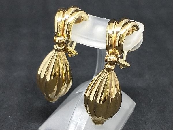 K18 18金 750 YG デザイン イヤリング イエローゴールド 3.4g 3.8cm 