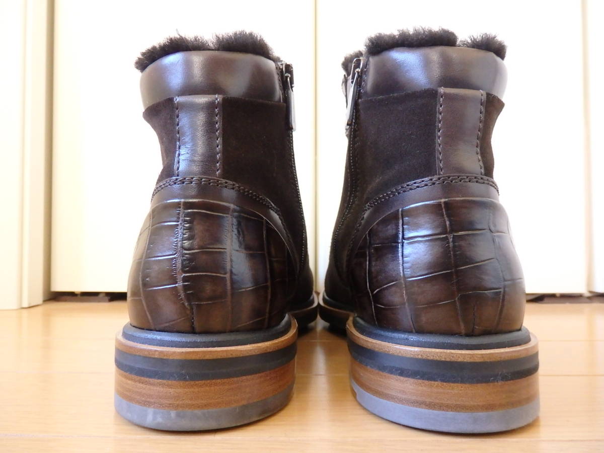 サントーニ ボア ジョッパーブーツ パティーヌ ブラック ブラウン 27cm