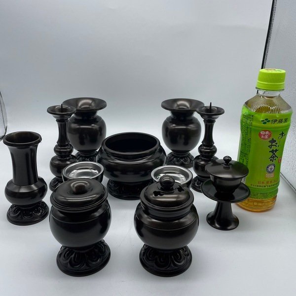 アウトレット品】 仏具セット 天宝形 火舎香炉 華瓶他 上鍋長色