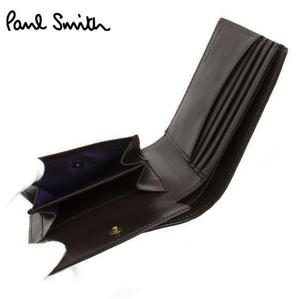 新品 ポールスミス Paul Smith ヴィンテージマルチカラー マルチ ストライプ 牛革 レザー二つ折り財布 小銭入れ有 本革 黒■PSY354-70 Paul ポールスミス Smith paul smith 長袖シャツマルチカラー
