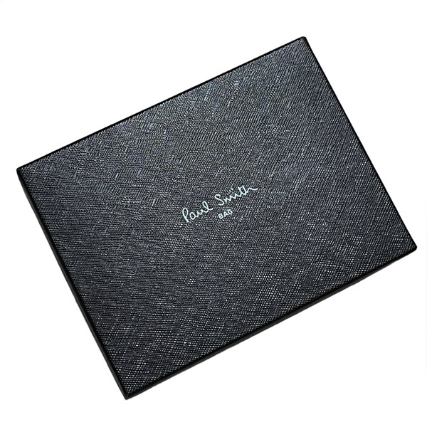 新品 ポールスミス Paul Smith ヴィンテージマルチカラー マルチ ストライプ 牛革 レザー二つ折り財布 小銭入れ有 本革 黒■PSY354-70 Paul ポールスミス Smith paul smith 長袖シャツマルチカラー