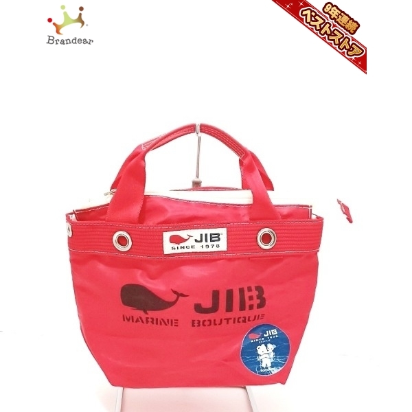 ジブ JIB ハンドバッグ - ナイロン×コットン レッド×黒 美品 バッグ 