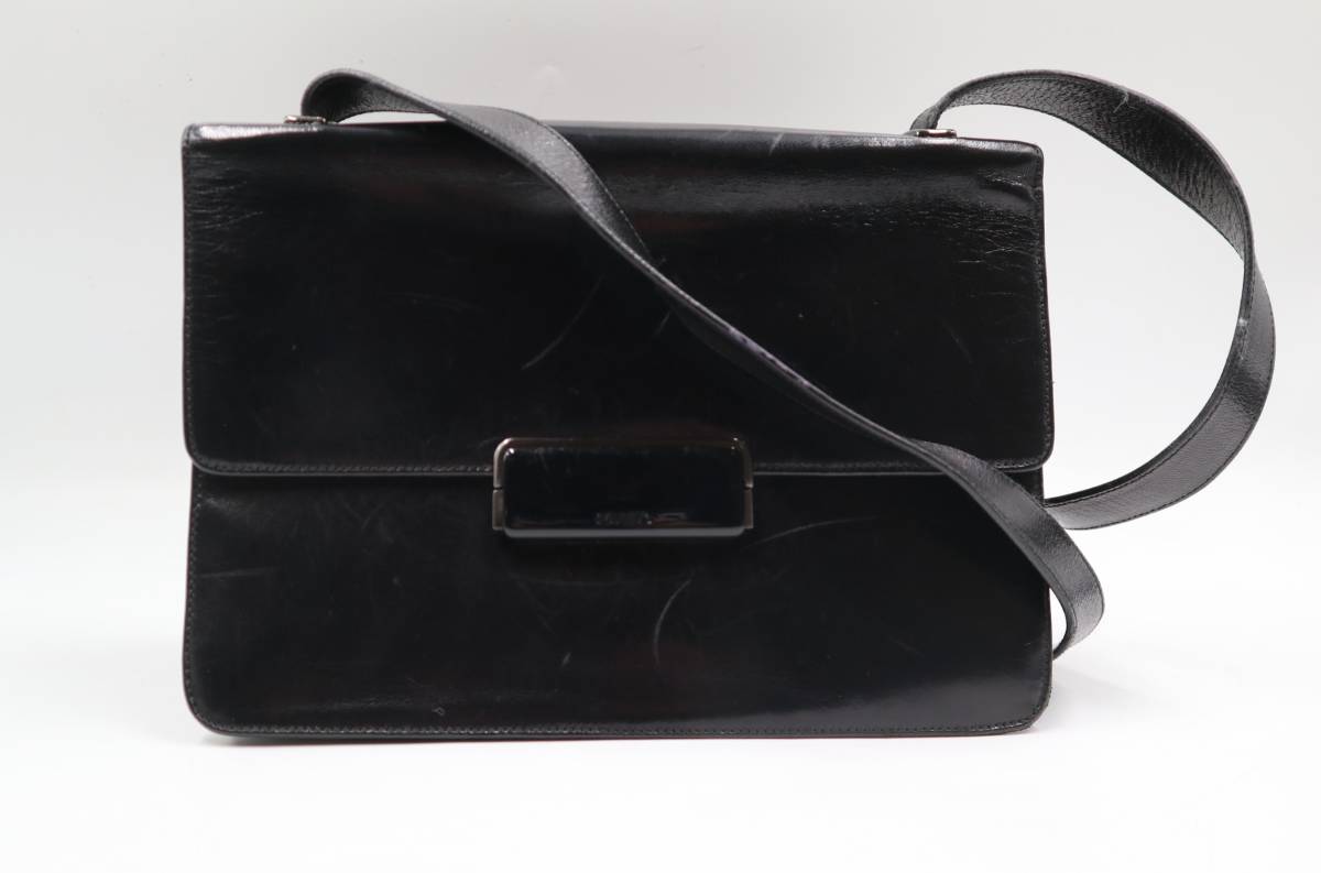☆PRADA プラダ ショルダーバッグ エナメル レザー ブラック 黒 保存袋 