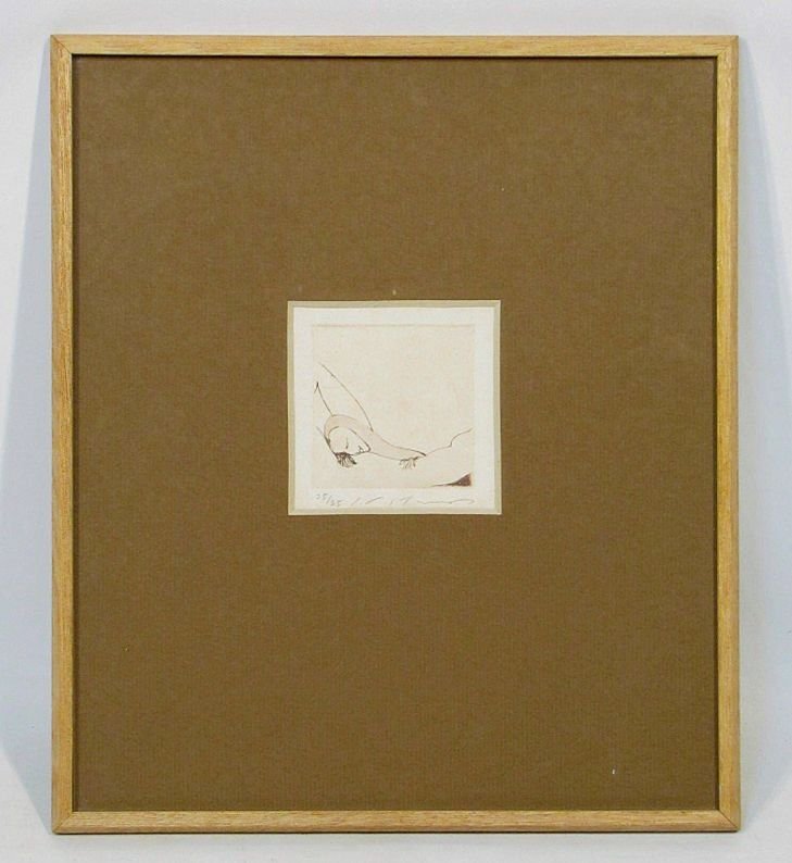 池田満寿夫 直筆サイン 額装 銅版画 版画 真作 肉筆 イラスト画家 犬