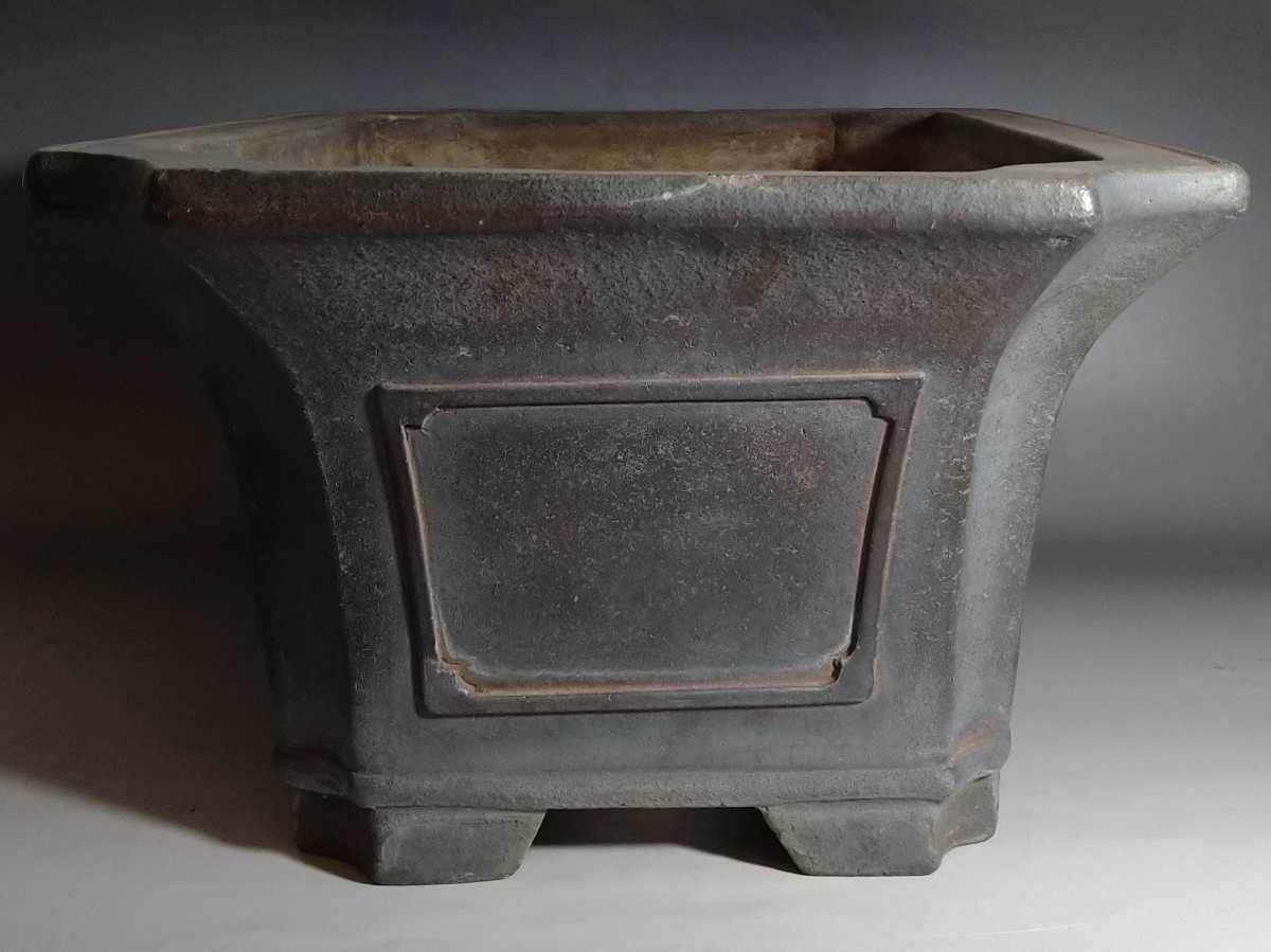 △彩国△時代物 中国 紫泥 朱泥 盆栽鉢 植木鉢 支那鉢 高20㎝横48㎝縦