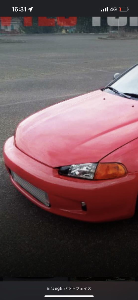eg6純正ボンネット　再塗装必須 EG6 シビック ボンネット 純正赤色塗装済み 未使用 バットフェイス