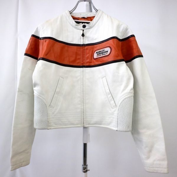  HARLEY DAVIDSON ハーレーダビッドソン シングル ライダースジャケット 白&times;オレンジ レディースL 古着 I5696(その他)｜売買されたオークション情報、yahooの商品情報をアーカイブ公開 - オーク 女性用