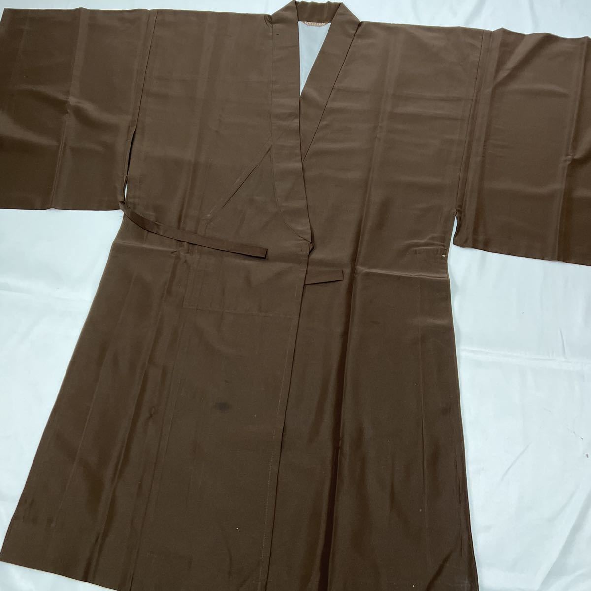 美品【改良服】茶 冬用 化繊 法衣 袈裟 法要 葬儀 仏具 僧侶 装束 七条 