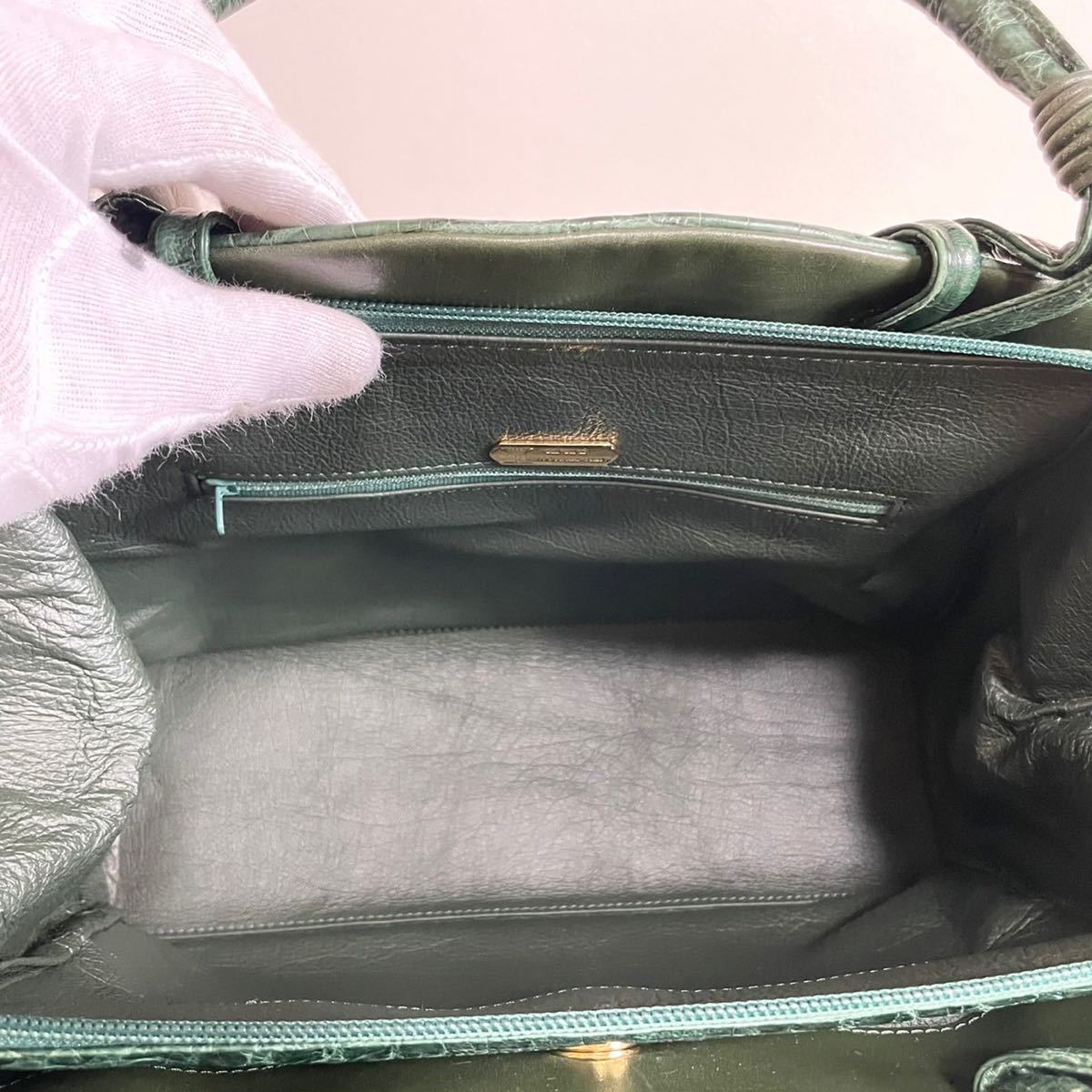 ★センター取り★ 1スタ 1円スタート 高級 クロコダイル genuine crocodile ワニ革 極希少 カイマン 腹革 トートバッグ 極美品