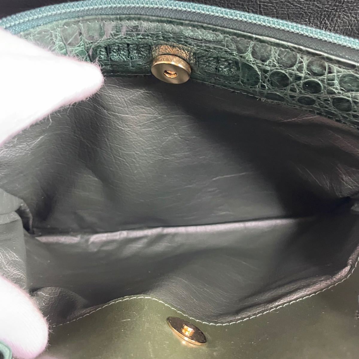 ★センター取り★ 1スタ 1円スタート 高級 クロコダイル genuine crocodile ワニ革 極希少 カイマン 腹革 トートバッグ 極美品